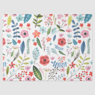 Colourful Cute Flowers & Leafs Pattern Tissue Paper