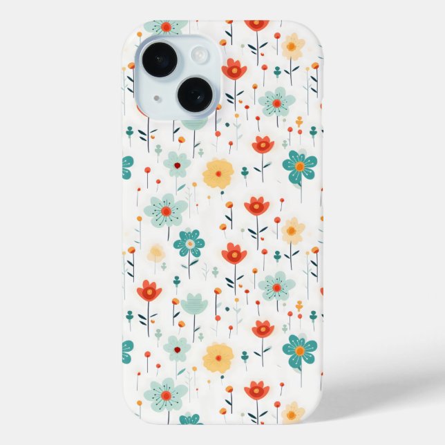 Colourful Cute Flowers Pattern Case-Mate iPhone Case (Back)