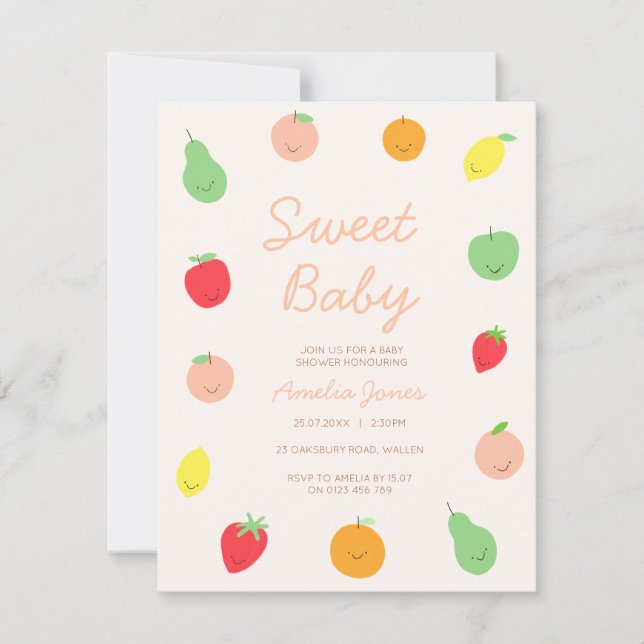Colourful & Cute Fruit Baby Shower Invitation (Front)