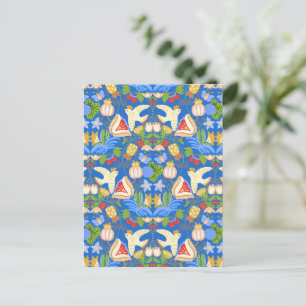 colourful cute fruity floral postcard