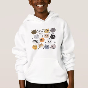 Colourful Cute Funny Cats & Paw Pattern