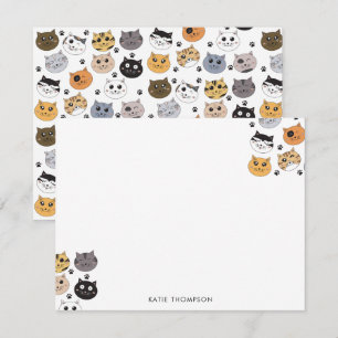 Colourful Cute Funny Cats & Paw Pattern Card