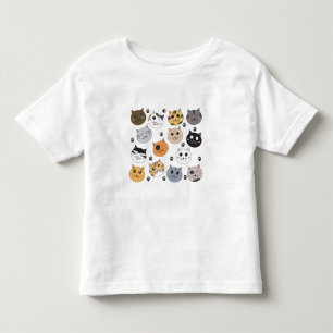Colourful Cute Funny Cats & Paw Pattern Toddler T-Shirt