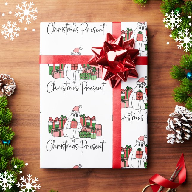 Colourful Cute Funny Christmas Wrapping Paper (Simple Cute Funny Humor Ghost Christmas Wrapping Paper)