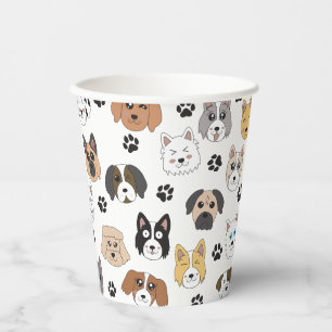 Colourful Cute Funny Dogs & Dog Paw Pattern Paper Cups