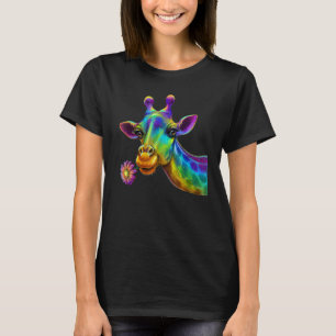 colourful cute Giraffe head face for safari Afric T-Shirt