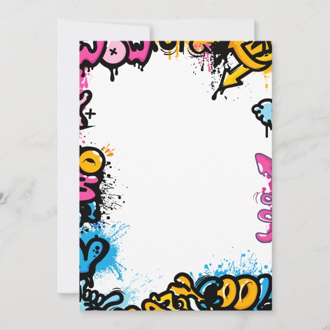 Colourful cute graffiti frame, poster or poster holiday card (Front)