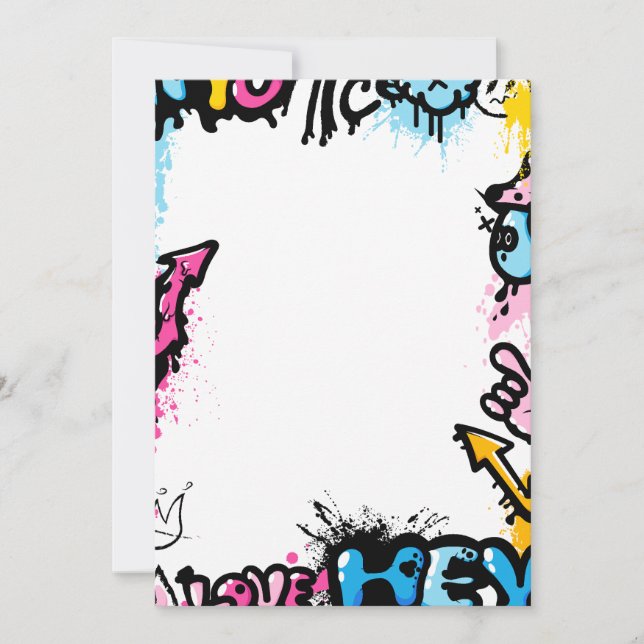 Colourful cute graffiti frame, poster or poster thank you card (Front)