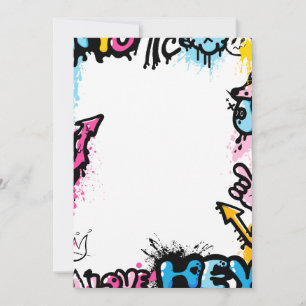 Colourful cute graffiti frame, poster or poster thank you card