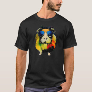Colourful Cute Guinea Pig Wearing Sunglasses Cavy T-Shirt