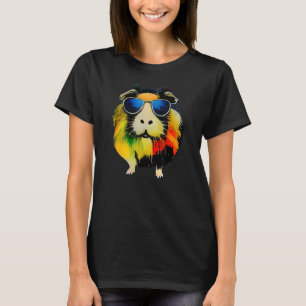 Colourful Cute Guinea Pig Wearing Sunglasses Cavy T-Shirt