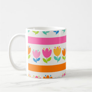 Colourful cute hand drawn tulips seamless pattern  coffee mug