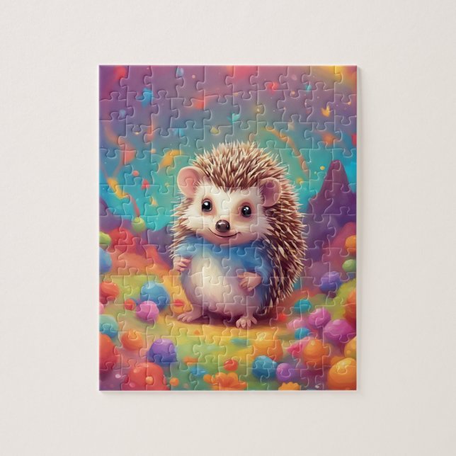 Colourful Cute Hedgehog Jigsaw Puzzle (Vertical)
