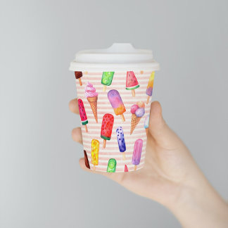 Colourful Cute Ice Cream Summer vibe Striped Paper Cups