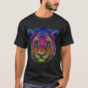 colourful cute Jaguar head face for big cat anima T-Shirt