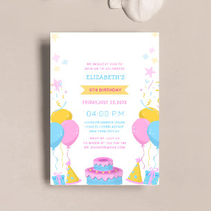 colourful cute kid's birthday invitation