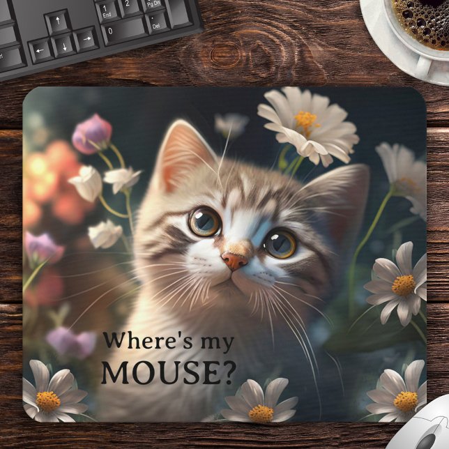 Colourful Cute Kitten Funny Mouse Mat (Creator Uploaded)