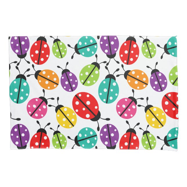 Colourful Cute Lady Bug Seamless Pattern Pillowcase (Front)