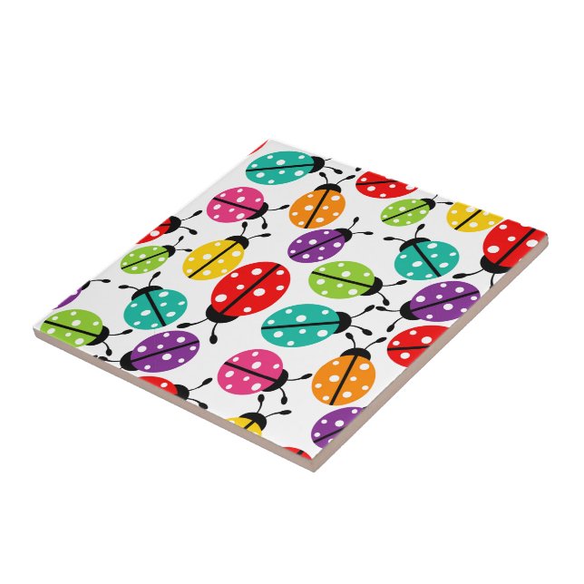 Colourful Cute Lady Bug Seamless Pattern Tile (Side)