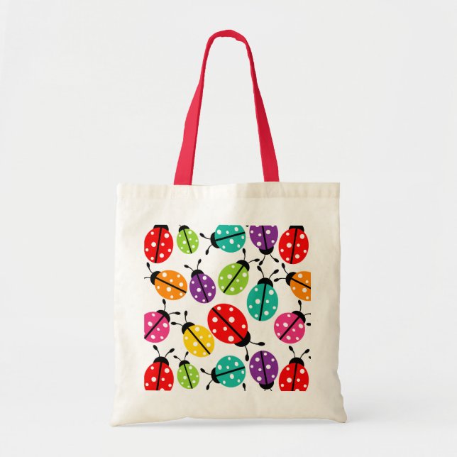 Colourful Cute Lady Bug Seamless Pattern Tote Bag (Front)