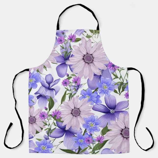 Colourful Cute Lavender Daisies Lilacs Floral Prin Apron (Front)