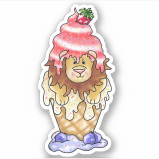 Colourful Cute Lion Ice Cream Dessert |