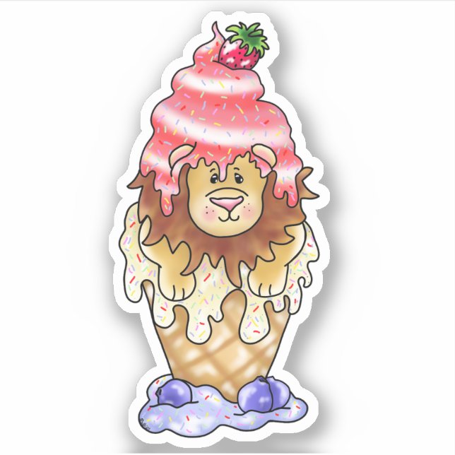 Colourful Cute Lion Ice Cream Dessert | (Front)