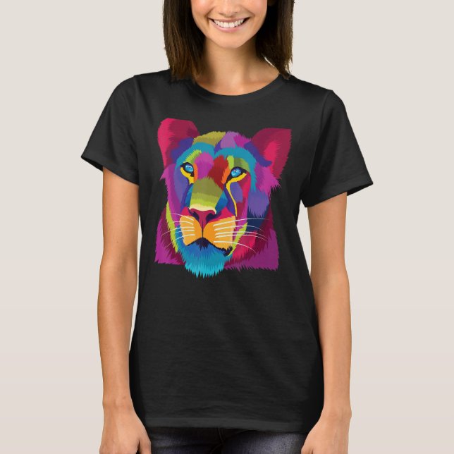 colourful cute lioness Female Lion Face for  Afric T-Shirt (Front)