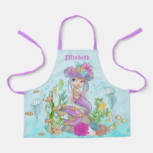 Colourful Cute Little Mermaid  Under the Sea Apron