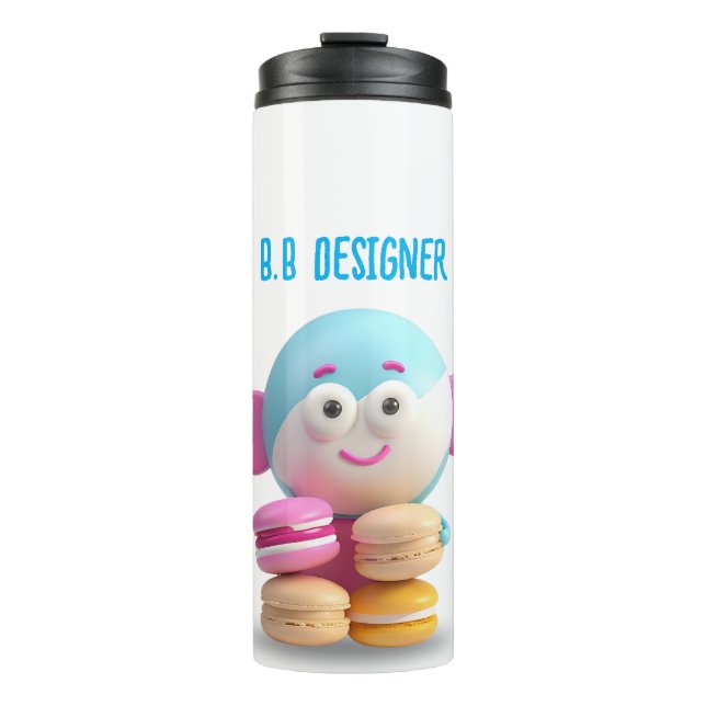 Colourful Cute Macaron Tumbler, Customisable Thermal Tumbler (Front)