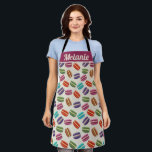 Colourful Cute Macaroons Pattern Personalised Apron<br><div class="desc">Colourful tumbling macaroons pattern on pastel dotty background.</div>