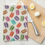 Colourful Cute Macaroons Pattern Tea Towel<br><div class="desc">Colourful tumbling macaroons pattern on pastel dotty background.</div>