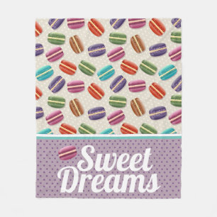 Colourful Cute Macaroons Sweet Dreams Pattern Fleece Blanket