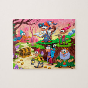Colourful Cute Magical Wizard Treasure Jigsaw Puzzle