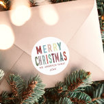 Colourful Cute Merry Christmas Festive  Classic Round Sticker<br><div class="desc">Colourful Cute Merry Christmas Festive Classic Round Sticker</div>