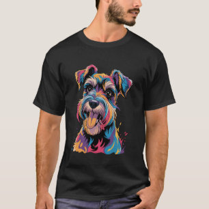 Colourful Cute Miniature Schnauzer Pop Art Dog Mum T-Shirt