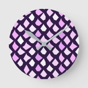Colourful Cute Modern Trendy Pattern Round Clock