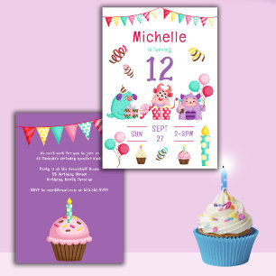 Colourful Cute Monster Birthday Invitation