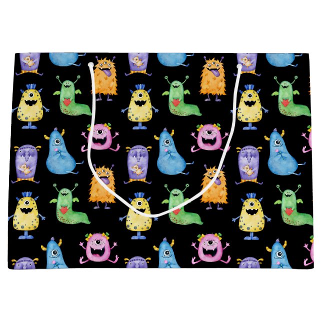 Colourful Cute Monsters Large Gift Bag (Front)
