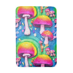 Colourful Cute Mushroom Seamless Pattern Bath Mat