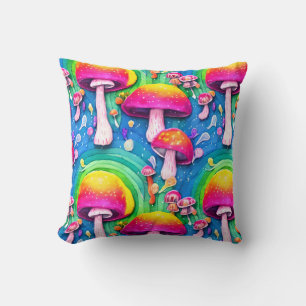 Colourful Cute Mushroom Seamless Pattern Cushion