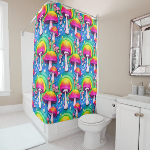 Colourful Cute Mushroom Seamless Pattern Shower Curtain