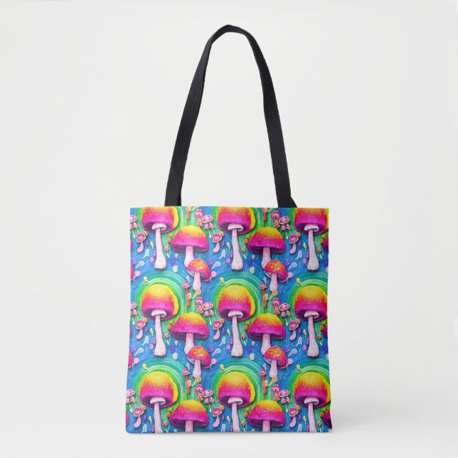 Colourful Cute Mushroom Seamless Pattern Tote Bag (Front)