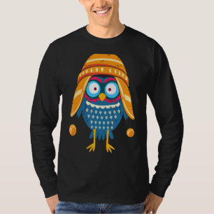 Colourful Cute Owl Beanie Hat Earflaps T-Shirt