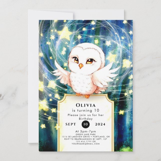 Colourful Cute Owl Birthday Invitation (Front)