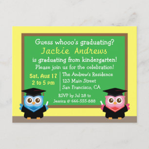 Colourful, Cute Owl Graduation, for Kids Invitation