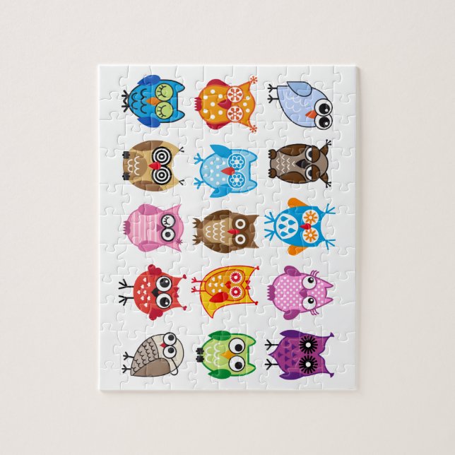 Colourful cute owls jigsaw puzzle (Vertical)