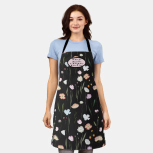 Colourful Cute Personalised Pink & White Flowers Apron
