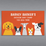 Colourful Cute Pet Dogs | Animal Services Magnetic Business Card<br><div class="desc">A vibrant coloured pet care business card with a variety of cartoon dogs. Golden Retriever, Black and White French Bulldog, Italian Greyhound, Wiredhaired Portuguese Podengo and Border Collie. This fun magnetic business card is great for pet sitters, dog walkers, doggie daycare, dog groomers, and more animal care services. A cute...</div>