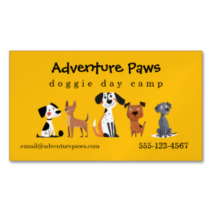 Colourful Cute Pet Dogs Animal Services Magnetic Magnetic Business Card